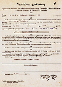 Bernd Höllstern GmbH - Das Unternehmen - Referenzliste - Versicherungsschein von 1937  (klicken für Vollansicht)